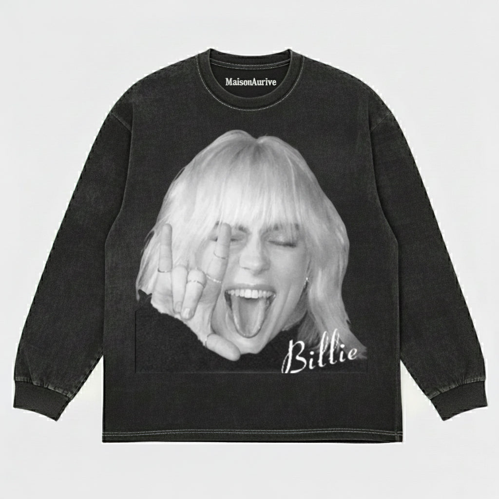 मैसनऑरिव वॉश्ड हिप-हॉप टी - बिली सिग्नेचर वाइब पोर्ट्रेट वॉटरवॉश्ड चारकोल