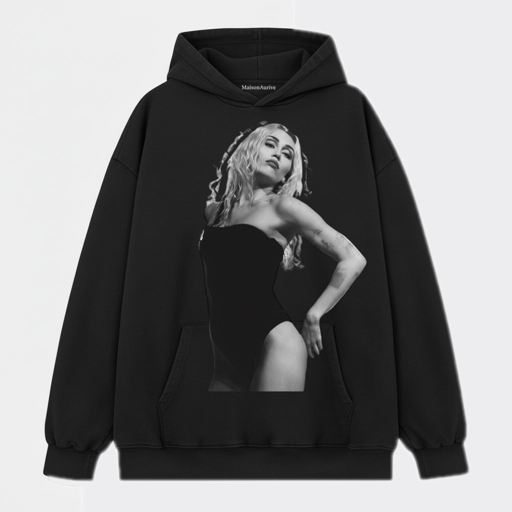 मैसनन्यूवे वॉश्ड एजी स्ट्रीट टी - माइली साइरस पोर्ट्रेट वॉटर वॉश्ड चारकोल