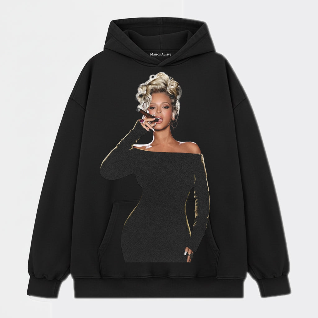 MaisonNeuve Washed Edgy Street Tee – Beyoncé Sigarportrett Vannvasket kull