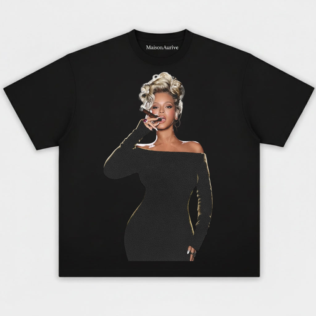 MaisonNeuve Washed Edgy Street Tee – Beyoncé Sigarportrett Vannvasket kull