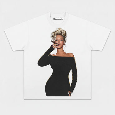 MaisonNeuve Washed Edgy Street Tee – Beyoncé Sigarportrett Vannvasket kull
