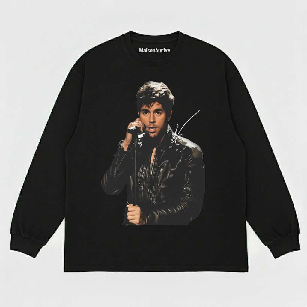 MaisonNeuve Washed Edgy Street Tee – Singer Stage Portrait Water Washed Charcoal