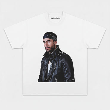 MaisonAurive Washed Edgy Street Tee – Singer Bandana Portrait Waterwashed Charcoal