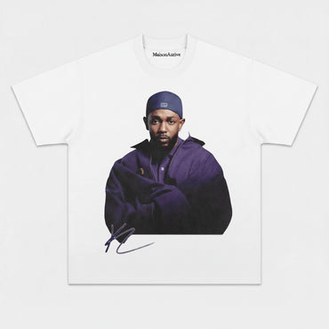 MaisonAurive Washed Edgy Street Tee – Rapper Portrait Waterwashed Charcoal