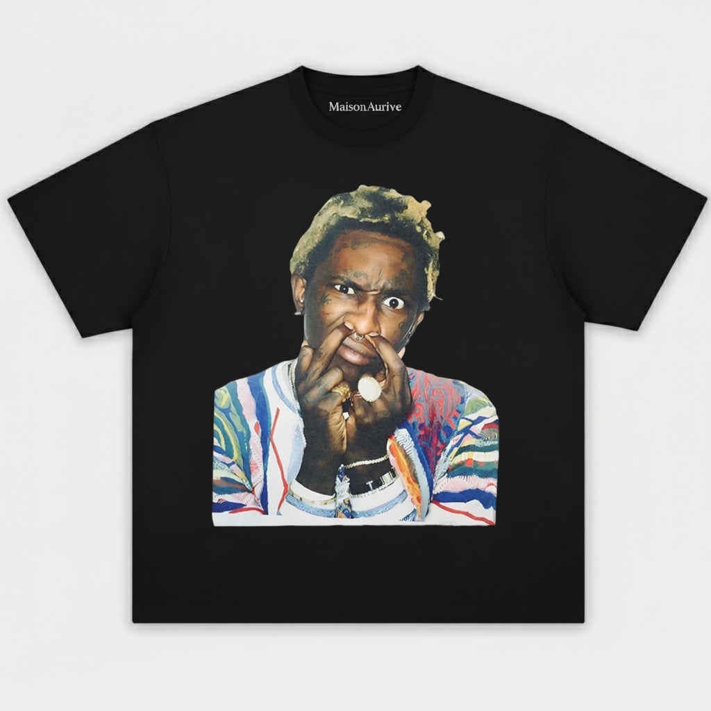 טי גרפי של MaisonAurive Washed Hip Hop Icon - בהשראת בריון צעיר