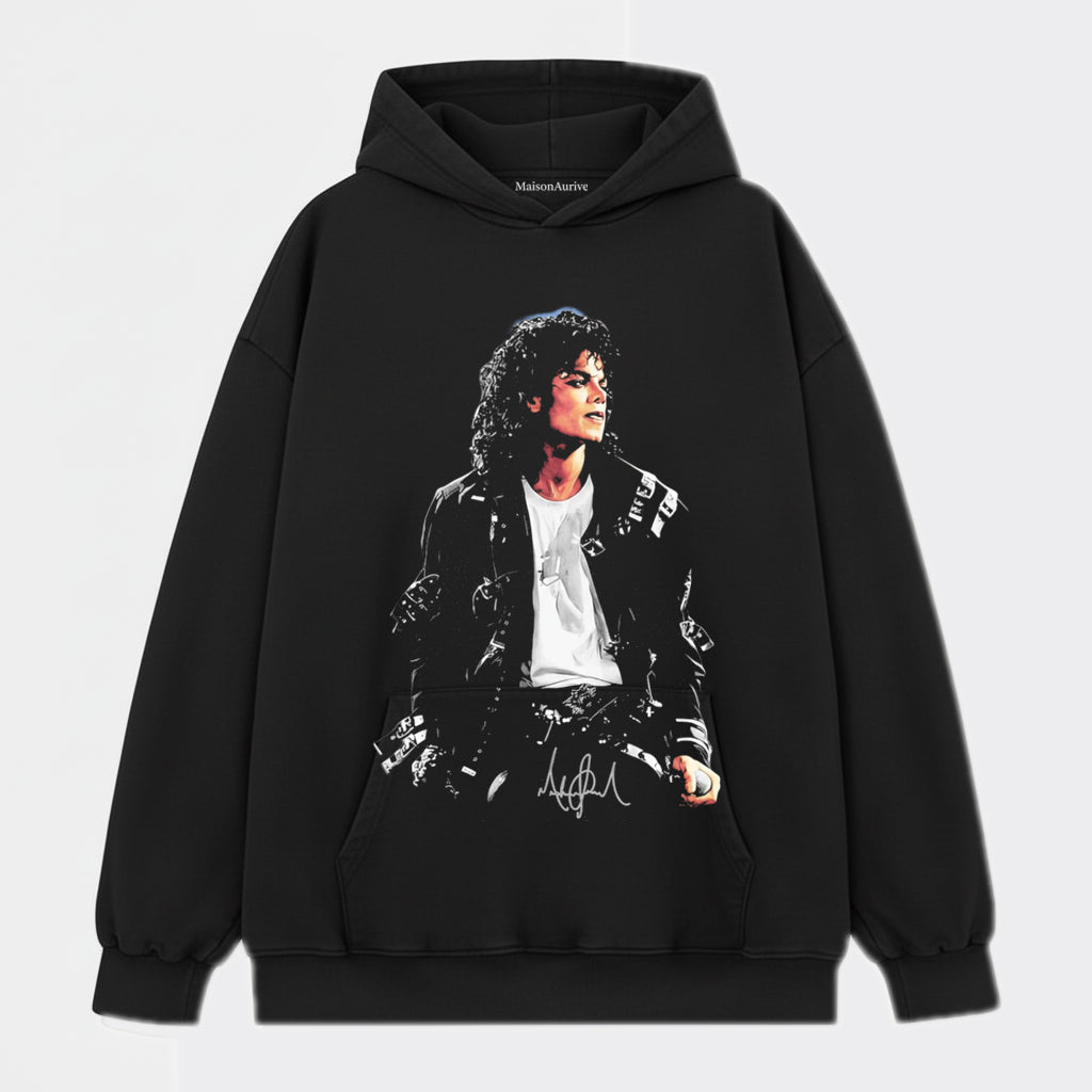 MaisonAurive Washed Edgy Tee – Michael Jackson Portrait Charcoal