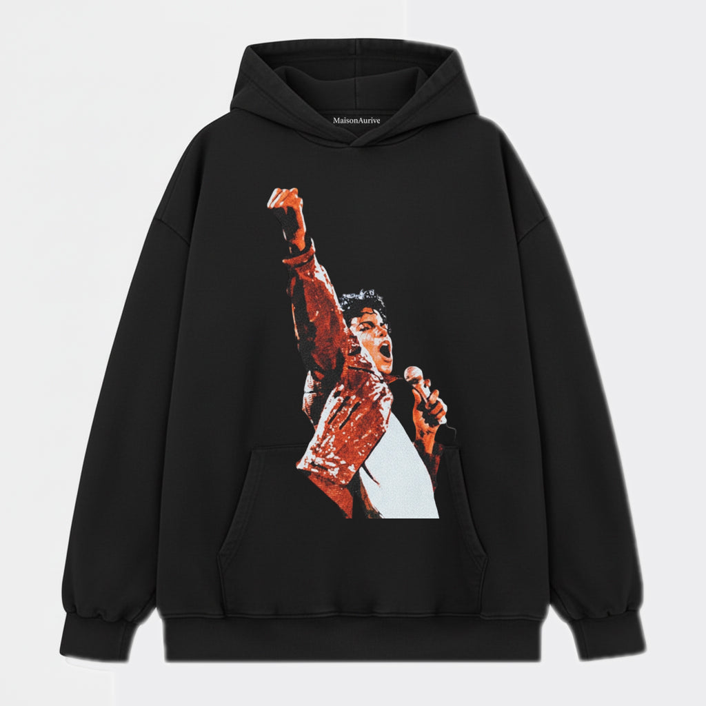 MaisonAurive Washed Edgy T-Shirt – Michael Jackson Stage Portrait Charcoal