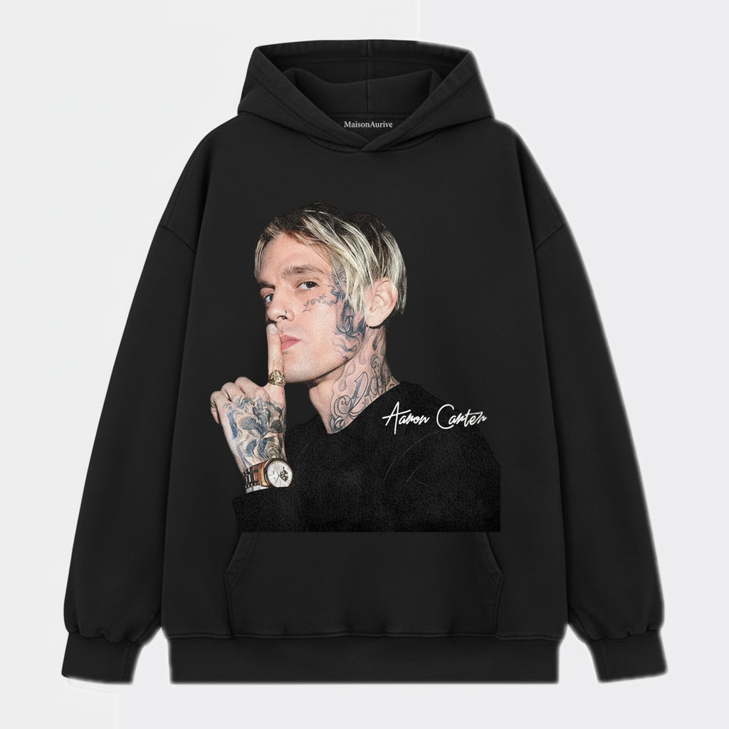 MaisonAurive Washed Edgy Tee – Aaron Carter Portrait Charcoal