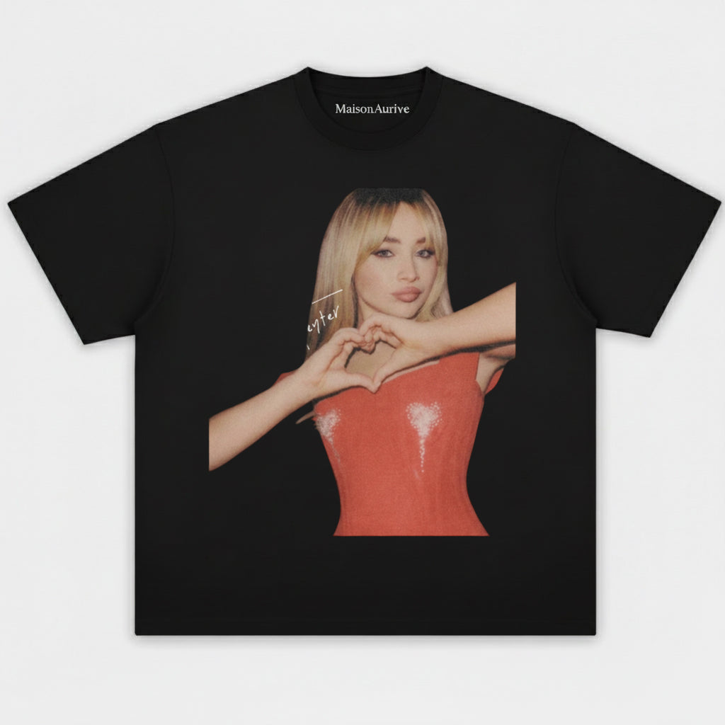 MaisonAurive Washed Tee - Heart Gesture Babe Print Charcoal