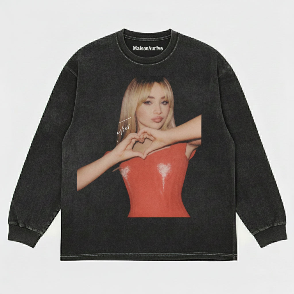 MaisonAurive Washed Tee - Heart Gesture Babe Print Charcoal