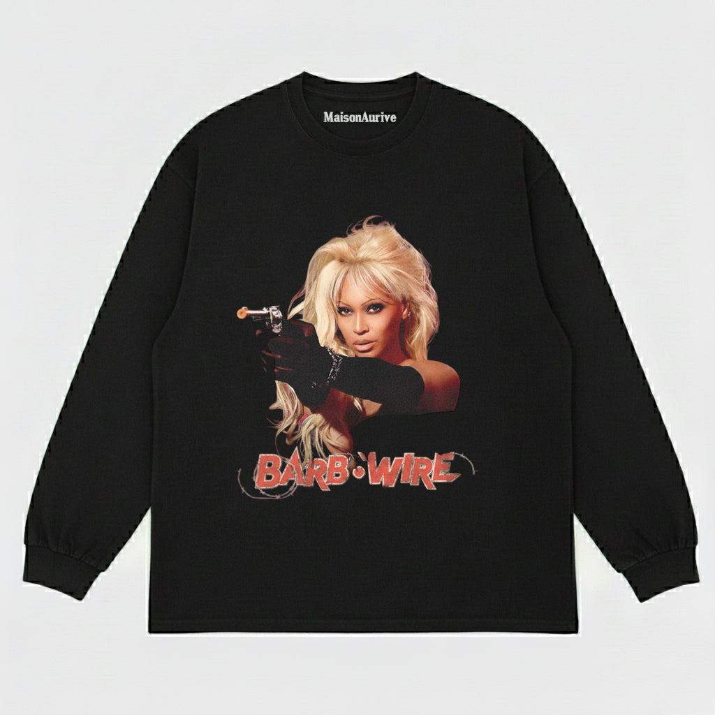 MaisonAurive Vintage Washed T-Shirt – Barb Wire Graphic Charcoal