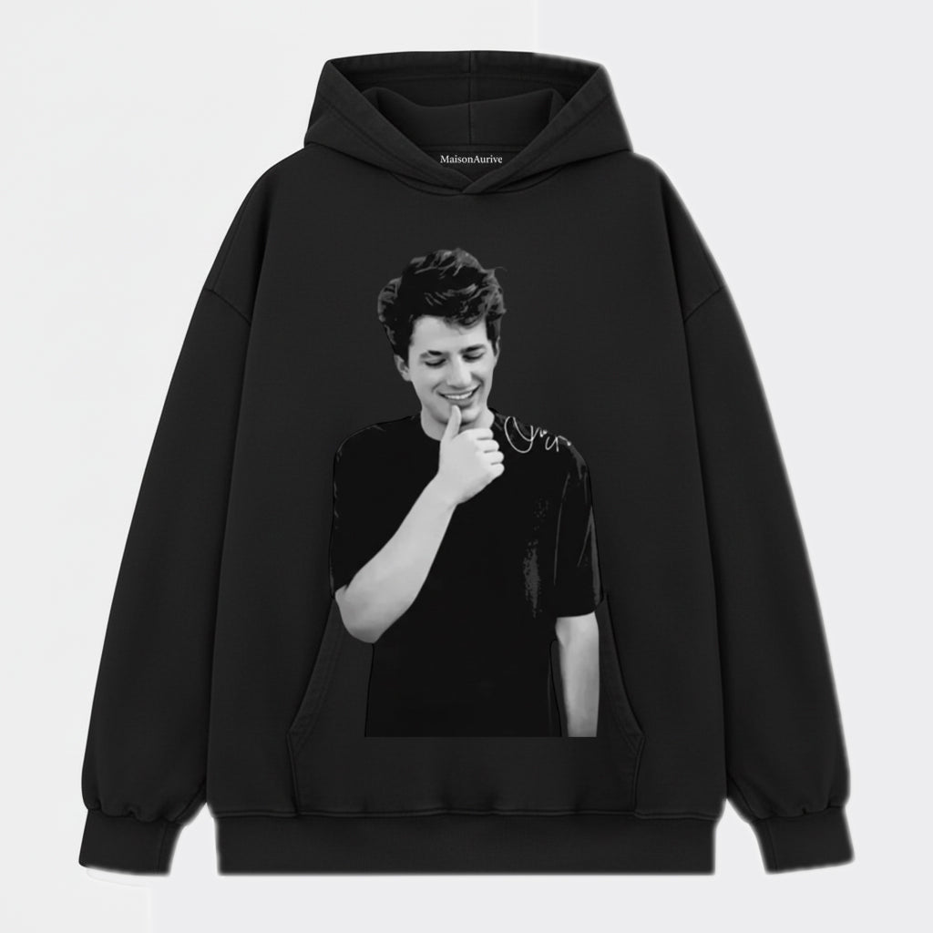 MaisonAurive Charlie Puth Πορτραίτο Μπλουζάκι - Μαύρο