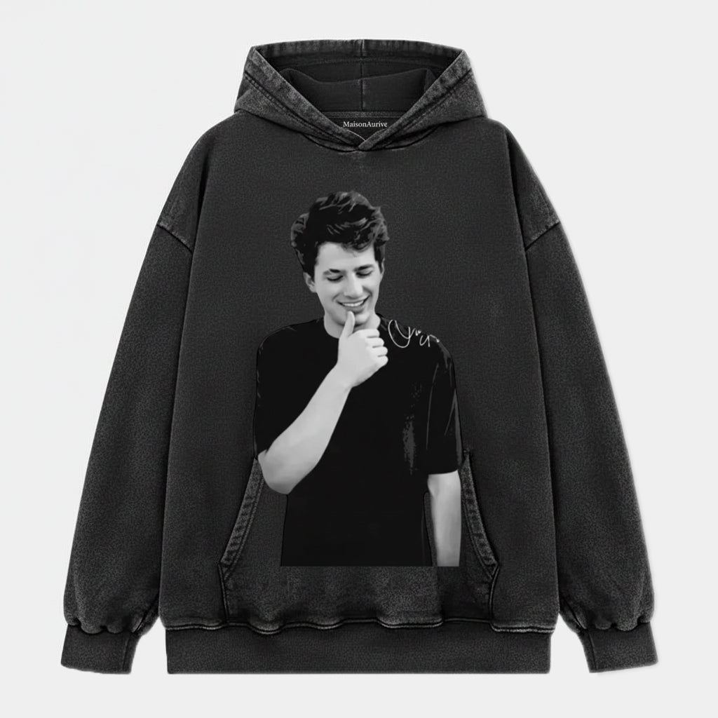 MaisonAurive Charlie Puth Πορτραίτο Μπλουζάκι - Μαύρο