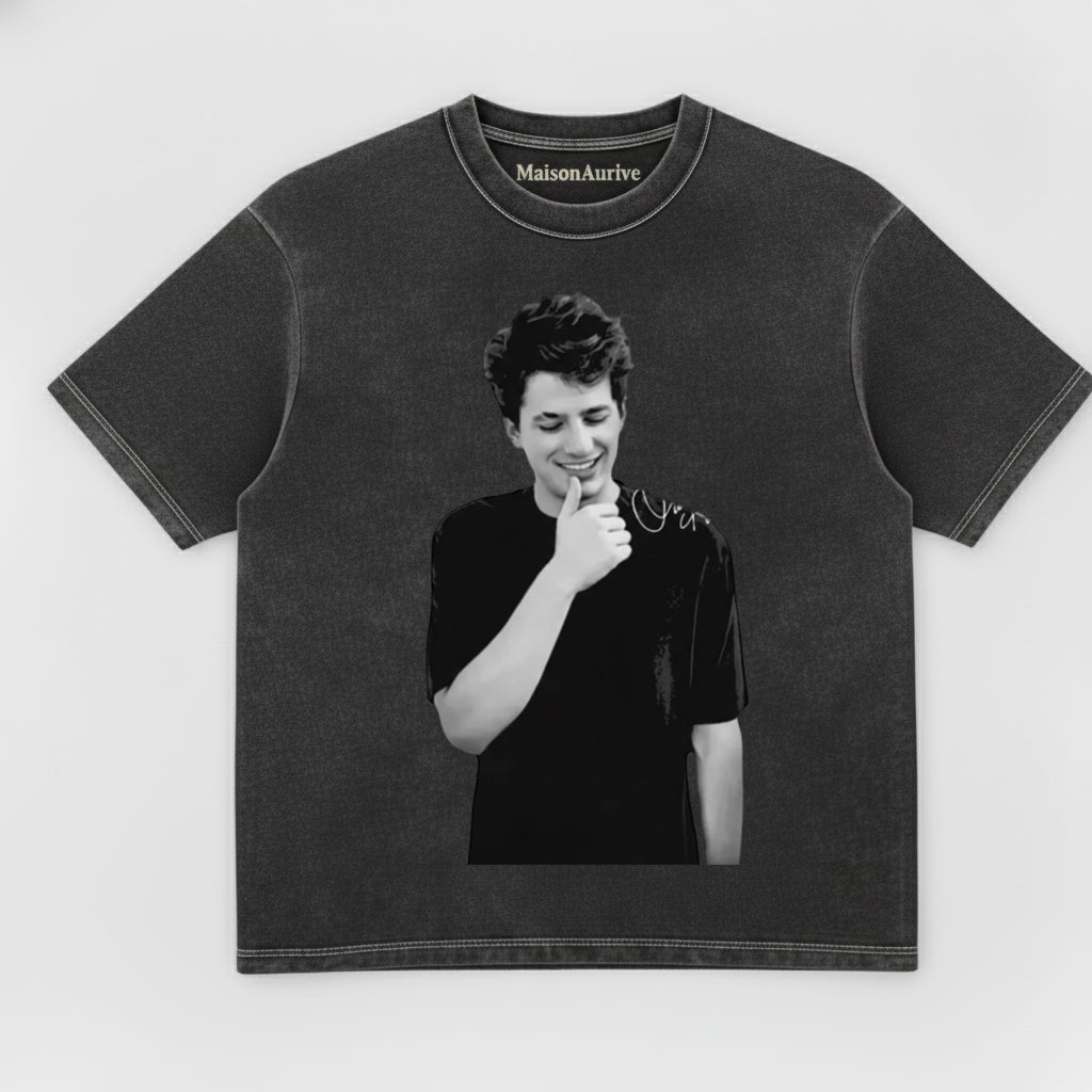 MaisonAurive Charlie Puth Πορτραίτο Μπλουζάκι - Μαύρο