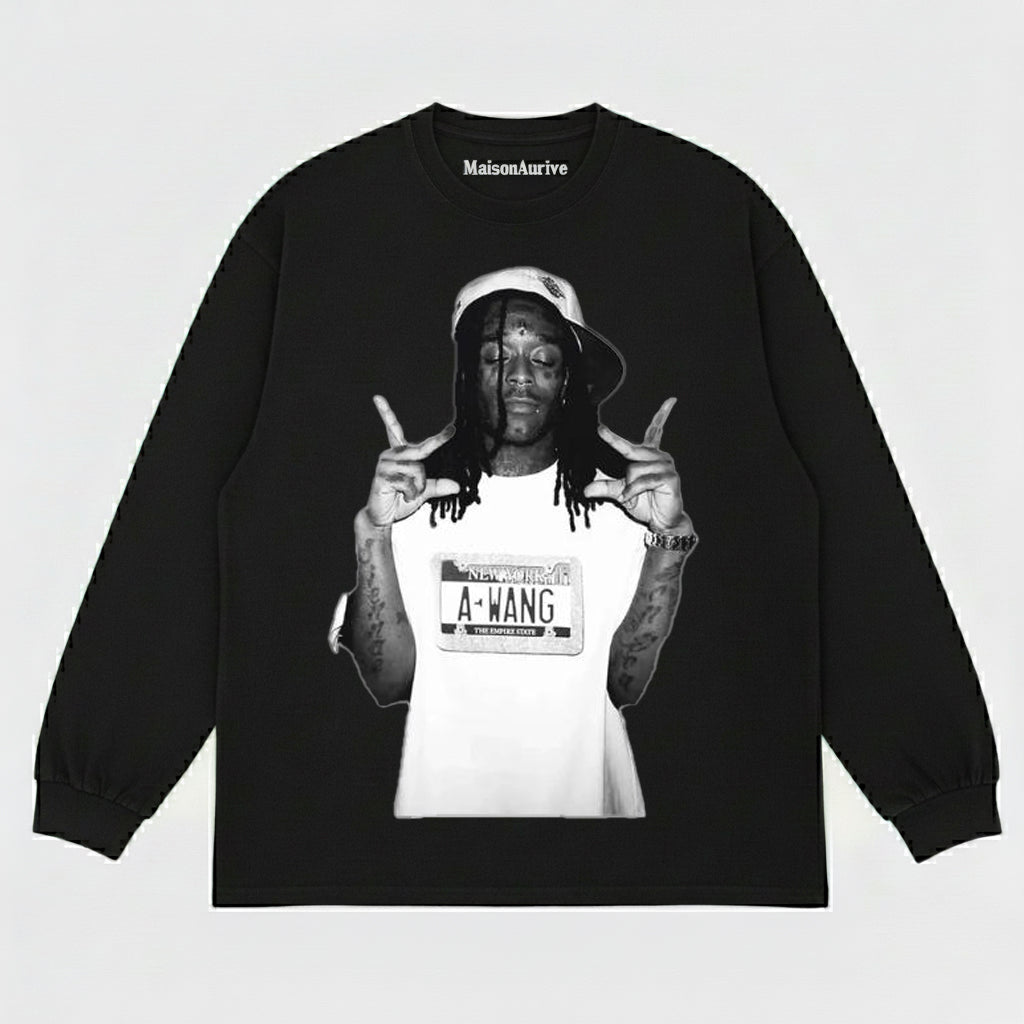 MaisonAurive ウォッシュド ヒップホップ T シャツ - ブラック |ホワイト |リル・ウェイン A-WANG グラフィック