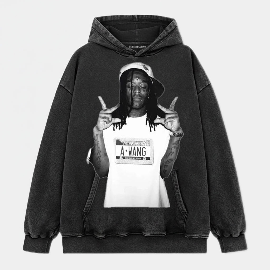 MaisonAurive ウォッシュド ヒップホップ T シャツ - ブラック |ホワイト |リル・ウェイン A-WANG グラフィック