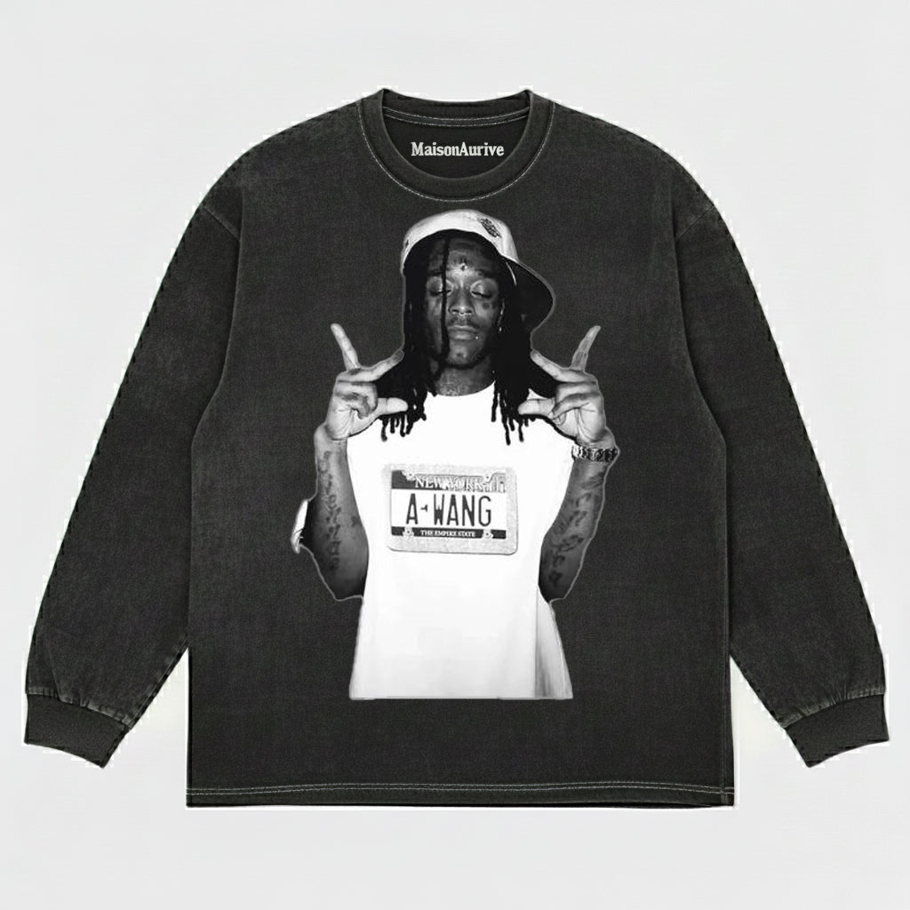 MaisonAurive ウォッシュド ヒップホップ T シャツ - ブラック |ホワイト |リル・ウェイン A-WANG グラフィック
