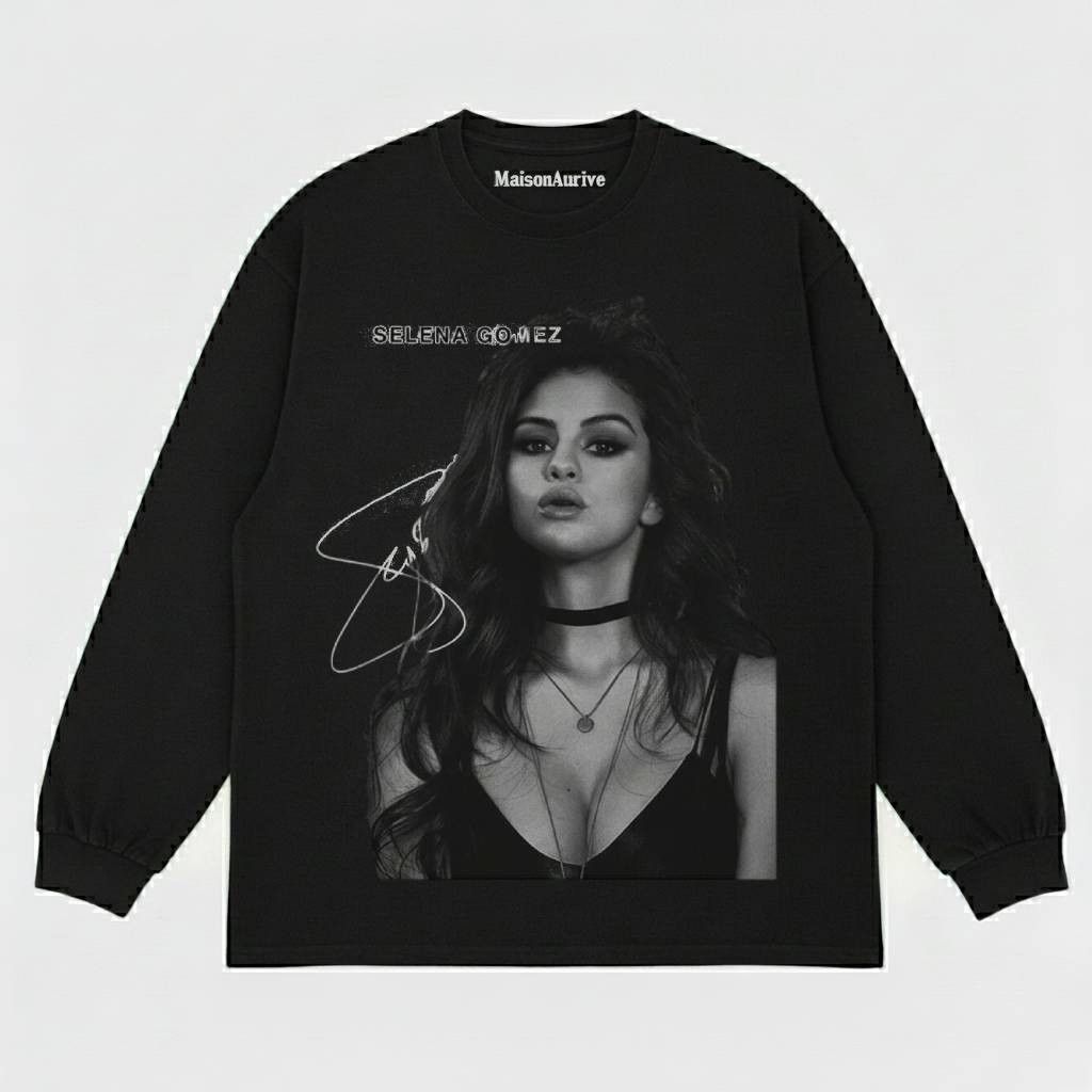MaisonAurive Washed Hip-Hop Tee – Black | White | Waterwashed Grey - SELENA GOMEZ TEE