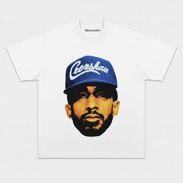 MaisonAurive ウォッシュド ヒップホップ T シャツ – ブラック |ウォーターウォッシュド グレー - ニプシー ハッスル クレンショー グラフィック