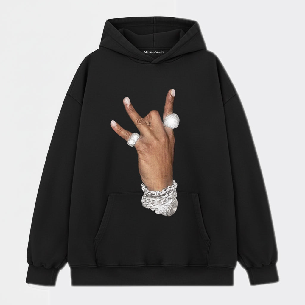 MaisonAurive ウォッシュド ヒップホップ T シャツ – ブラック |ウォーターウォッシュ グレー - ブリンジ ハンド グラフィック T シャツ