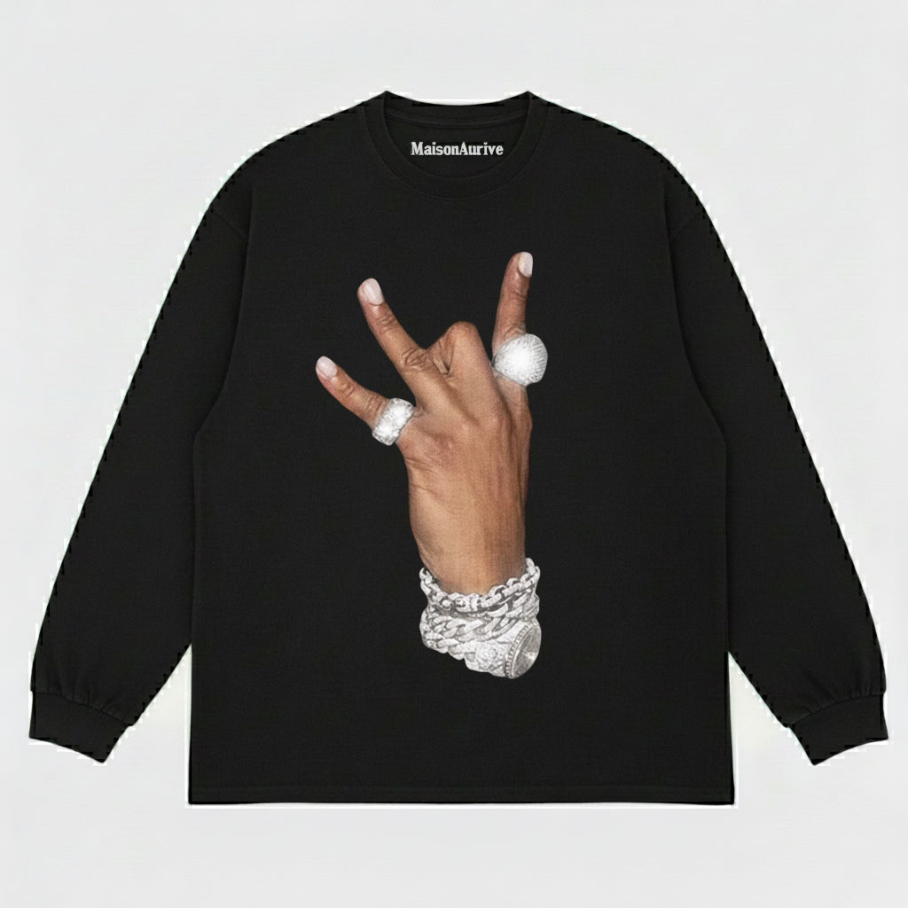 MaisonAurive ウォッシュド ヒップホップ T シャツ – ブラック |ウォーターウォッシュ グレー - ブリンジ ハンド グラフィック T シャツ