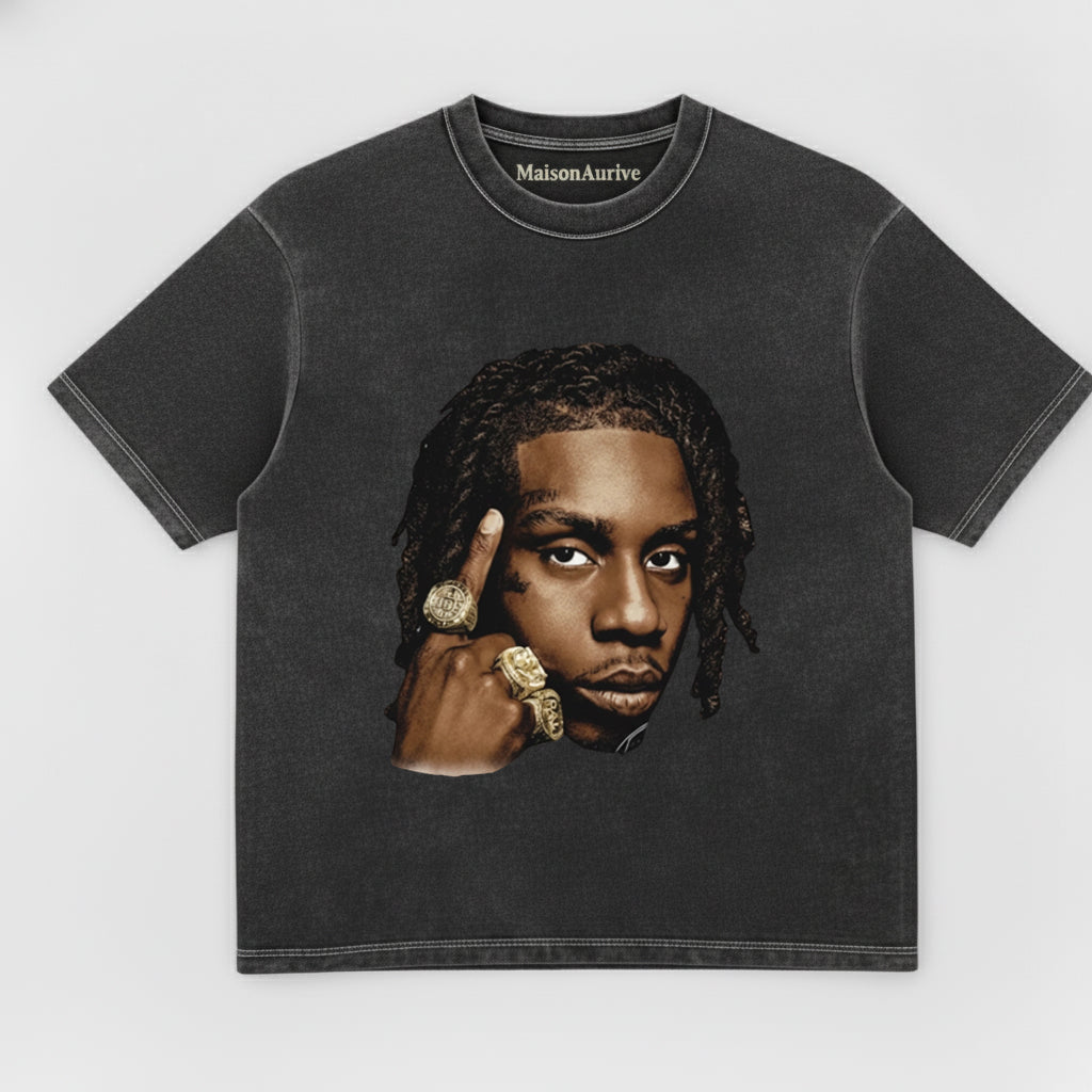 MaisonAurive ウォッシュド T シャツ – ウォーターウォッシュ ブラック | MaisonAuriveポロ G ラッパー グラフィック