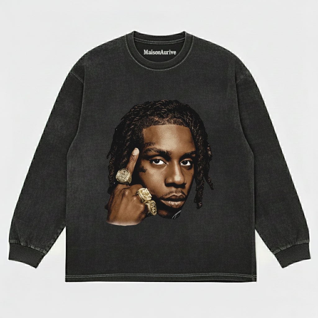MaisonAurive ウォッシュド T シャツ – ウォーターウォッシュ ブラック | MaisonAuriveポロ G ラッパー グラフィック