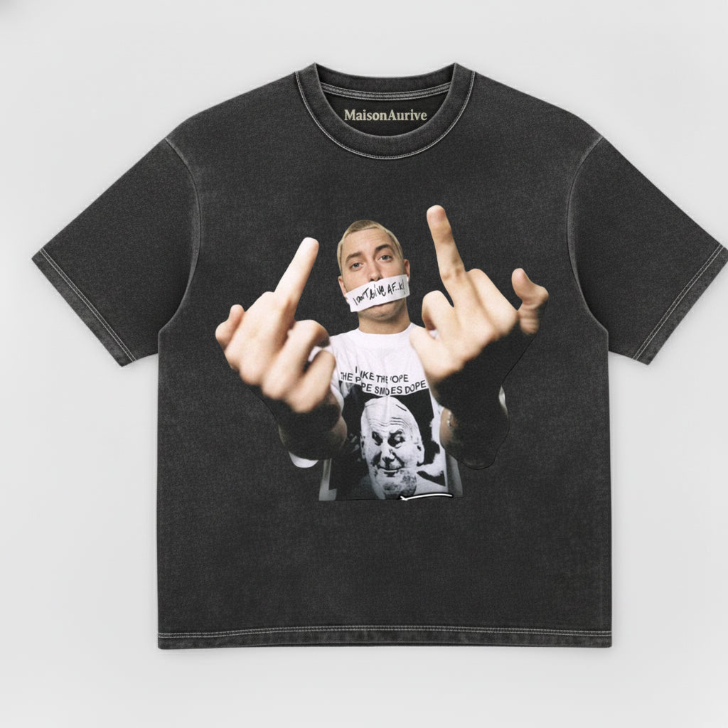 MaisonAurive ウォッシュド T シャツ – ウォーターウォッシュ ブラック | MaisonAuriveエミネムグラフィック