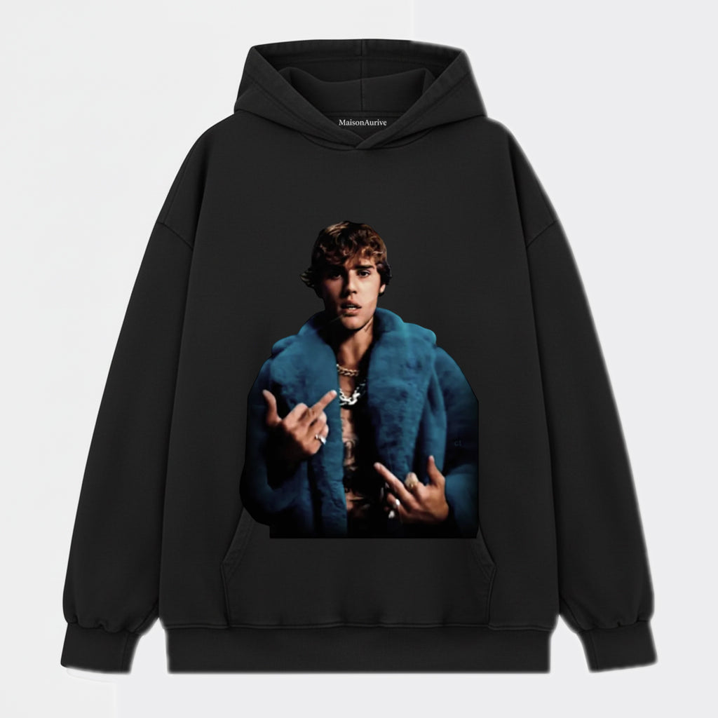 MaisonAurive ウォッシュド ヒップホップ T シャツ – ウォーターウォッシュ グレー - JUSTIN BIEBER V2 TEE