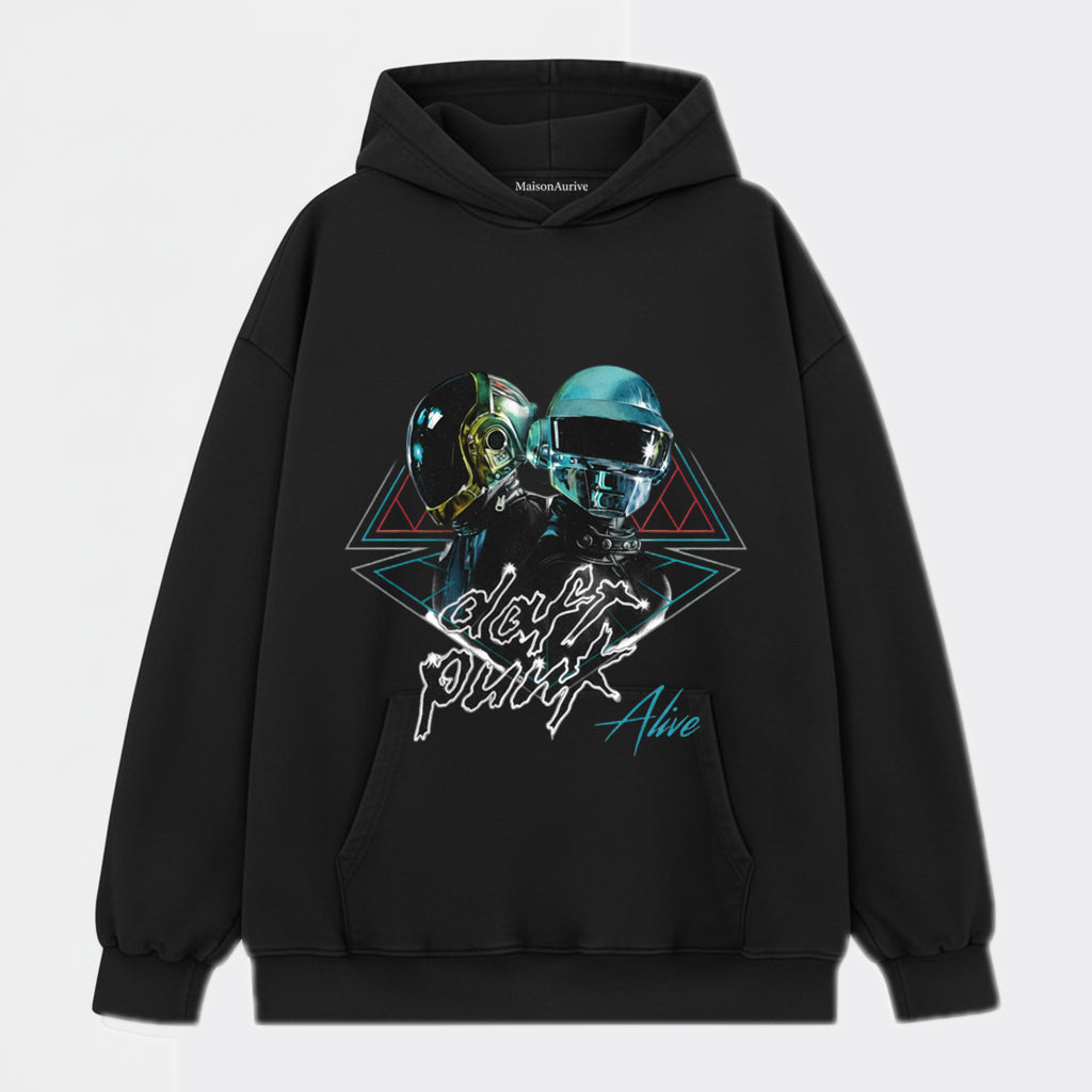 MaisonAurive ウォッシュド ヒップホップ T シャツ – ウォーターウォッシュド グレー - DAFT PUNK ALIVE TEE