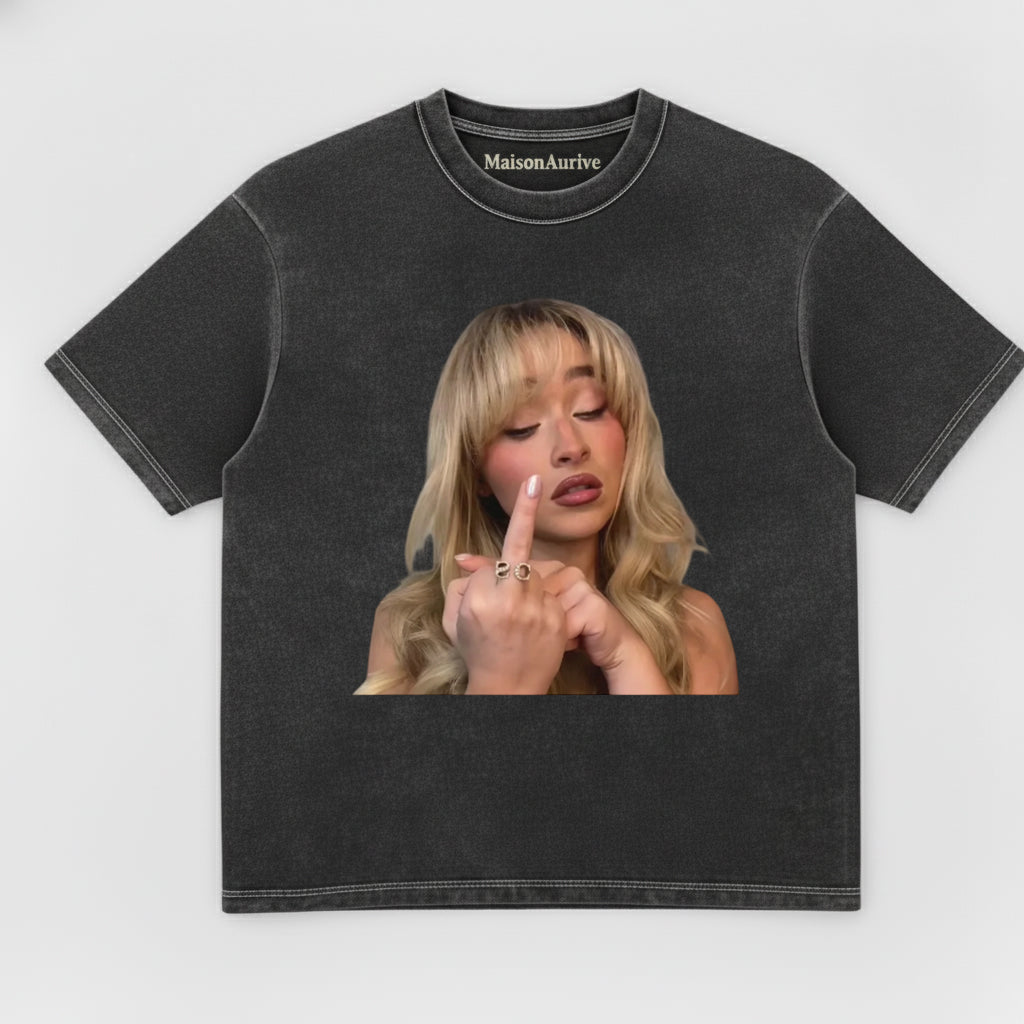 MaisonAurive ウォッシュド ヒップホップ T シャツ – ウォーターウォッシュド グレー - POP ICON V2 TEE