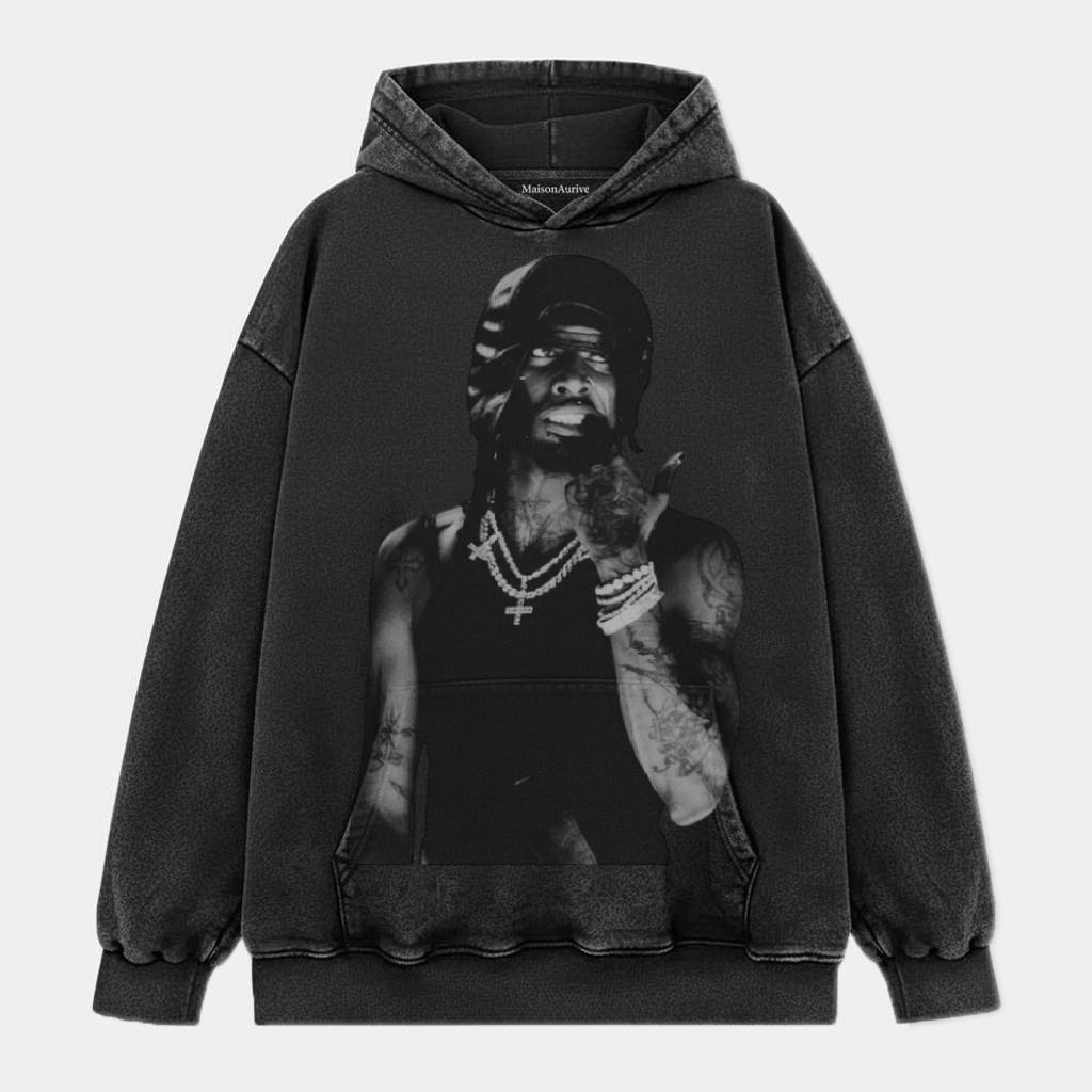 MaisonAurive Washed Hip-Hop Tee – Black | White | Waterwashed Grey - PLAYBOI CARTI TEE