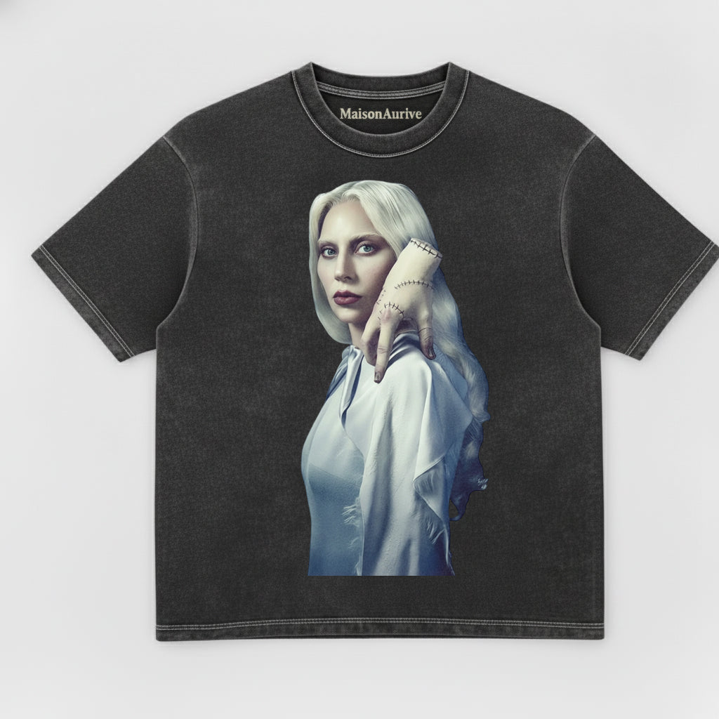 MaisonNeuve ウォッシュド T シャツ (ウォーターウォッシュド グレー) – ゴシック ポップ アイコン ファントム プリント