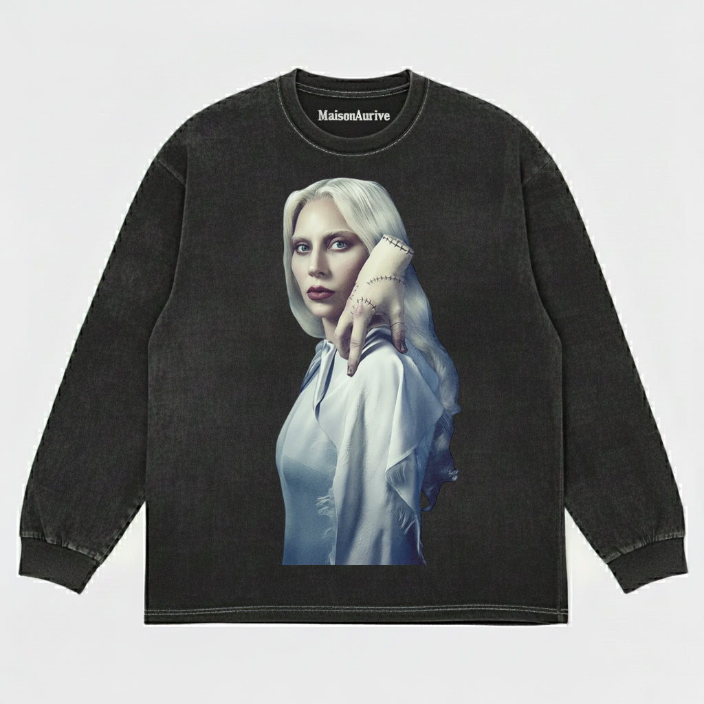 MaisonNeuve ウォッシュド T シャツ (ウォーターウォッシュド グレー) – ゴシック ポップ アイコン ファントム プリント