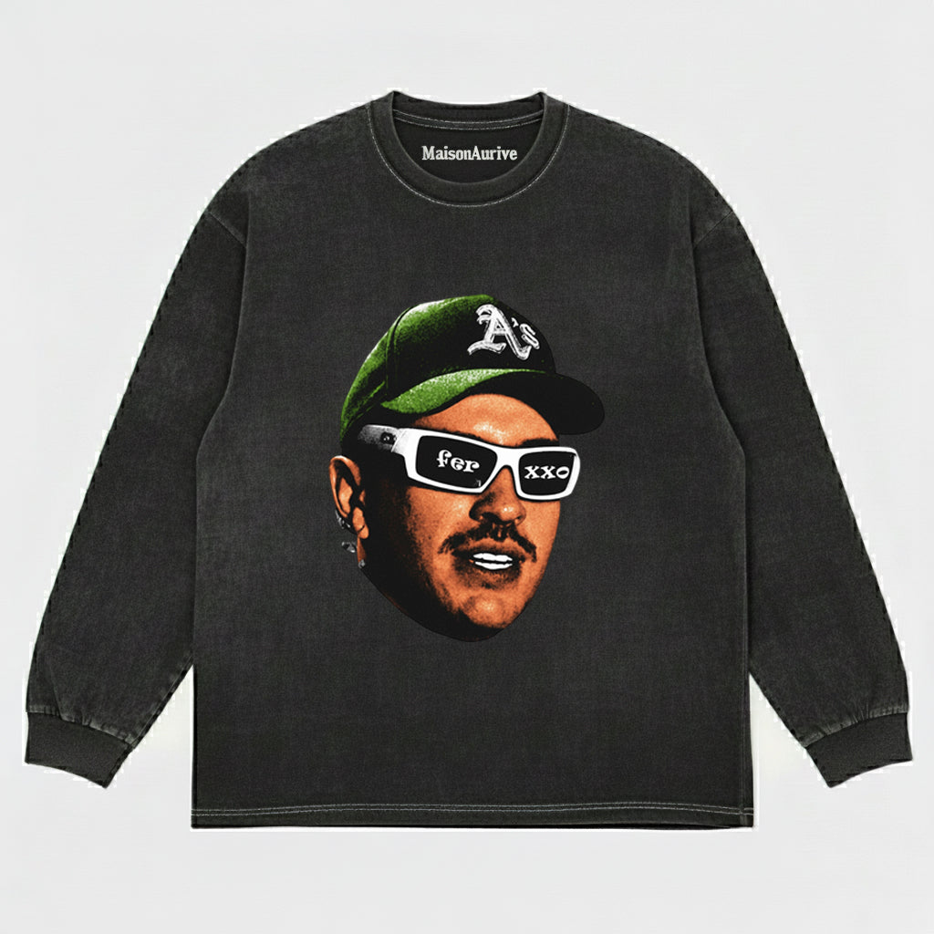 MaisonAurive ウォッシュド ブラック T シャツ: マディソン ビア「Tongue Out」