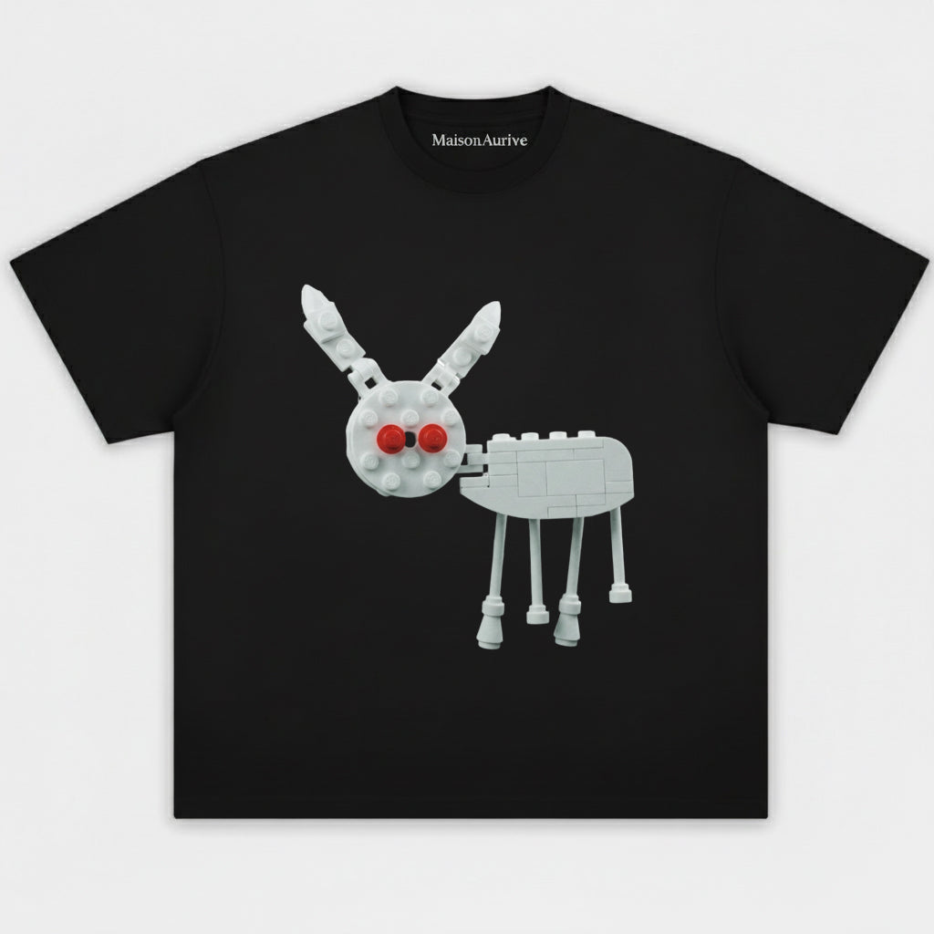 MaisonAurive ウォッシュド ブラック ヒップホップ T シャツ – Playboi Carti Lego プリント