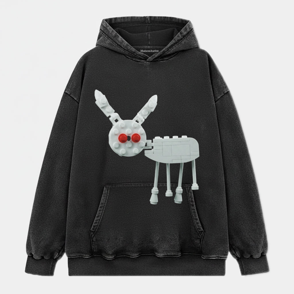 MaisonAurive ウォッシュド ブラック ヒップホップ T シャツ – Playboi Carti Lego プリント