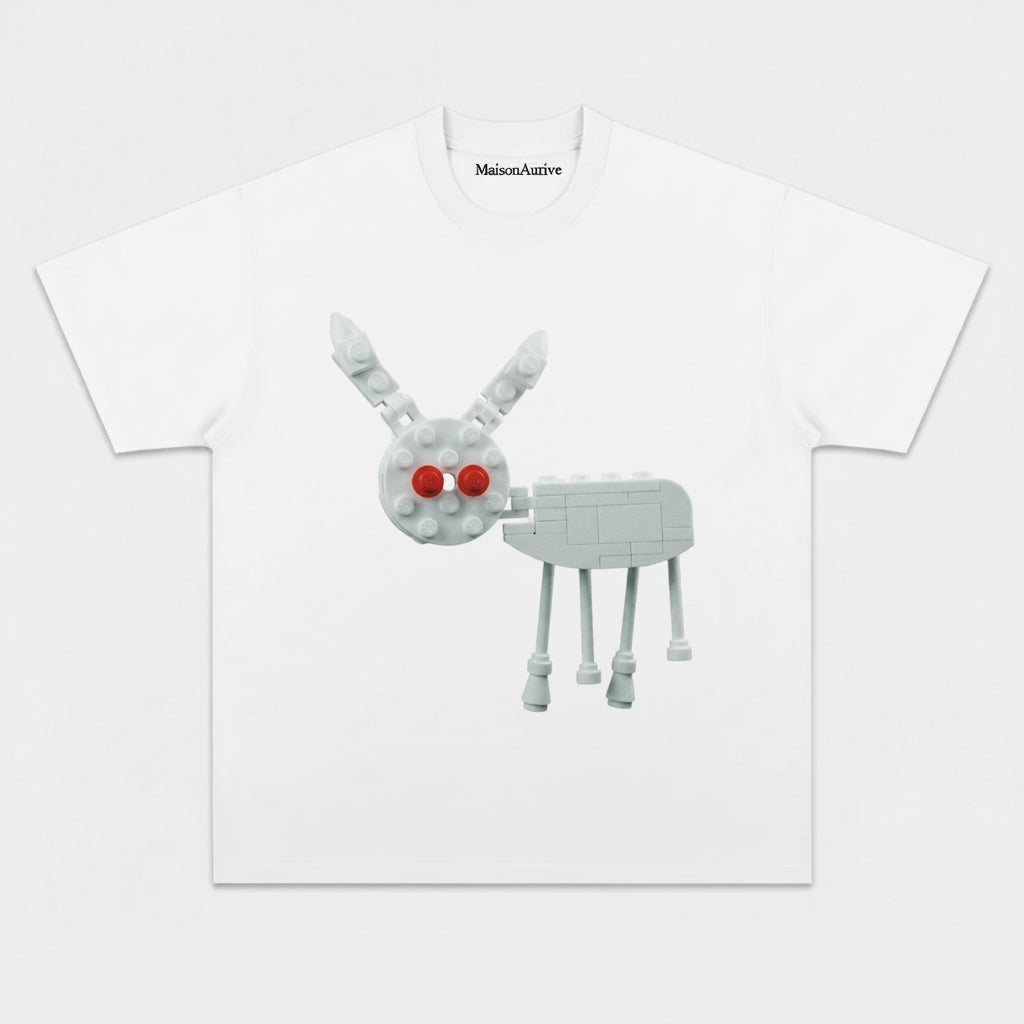 MaisonAurive ウォッシュド ブラック ヒップホップ T シャツ – Playboi Carti Lego プリント