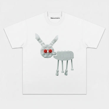 MaisonAurive ウォッシュド ブラック ヒップホップ T シャツ – Playboi Carti Lego プリント