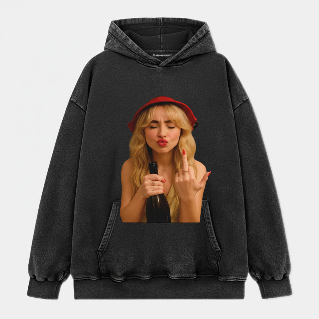 MaisonAurive ウォッシュド ヒップホップ T シャツ - ブラック |ホワイト |ウォーターウォッシュド グレー - パーティー バイブ グラフィック