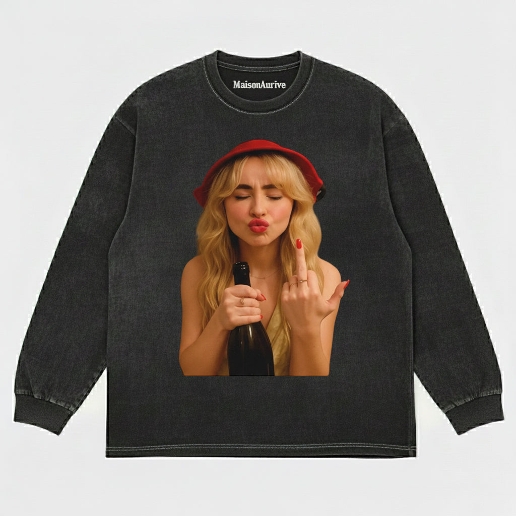 MaisonAurive ウォッシュド ヒップホップ T シャツ - ブラック |ホワイト |ウォーターウォッシュド グレー - パーティー バイブ グラフィック