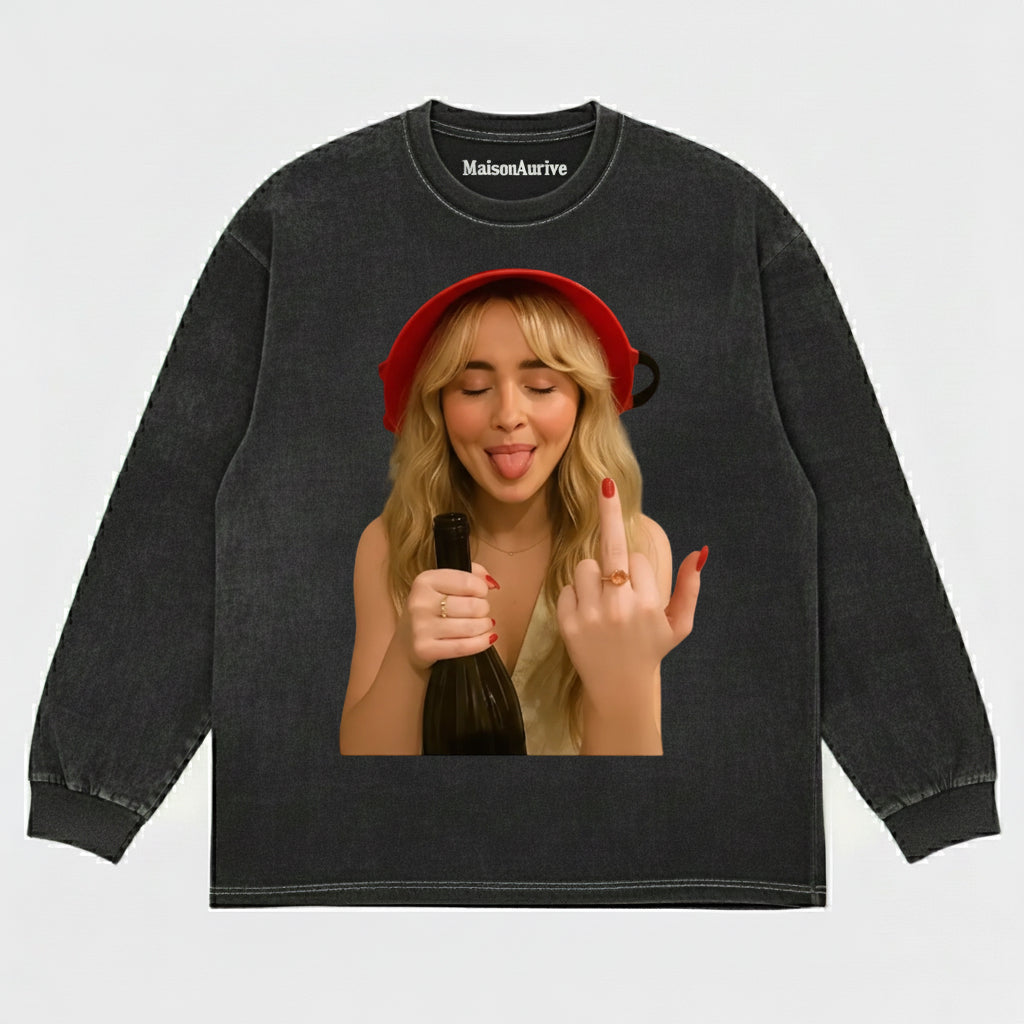 MaisonAurive ウォッシュド ヒップホップ T シャツ - ブラック |ホワイト |ウォーターウォッシュド グレー - 大胆なパーティー グラフィック