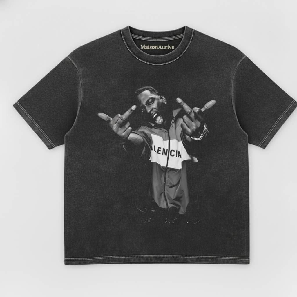 MaisonAurive Washed Hip-Hop Tee – Black | White | Waterwashed Grey - YOUNG DOLPH V2 TEE