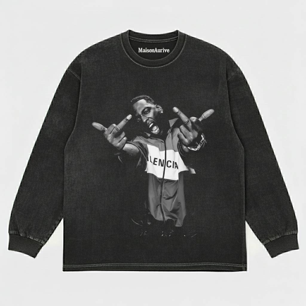 MaisonAurive Washed Hip-Hop Tee – Black | White | Waterwashed Grey - YOUNG DOLPH V2 TEE