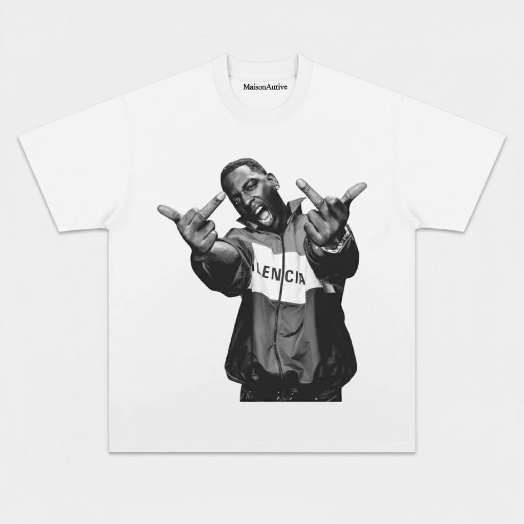 MaisonAurive Washed Hip-Hop Tee – Black | White | Waterwashed Grey - YOUNG DOLPH V2 TEE