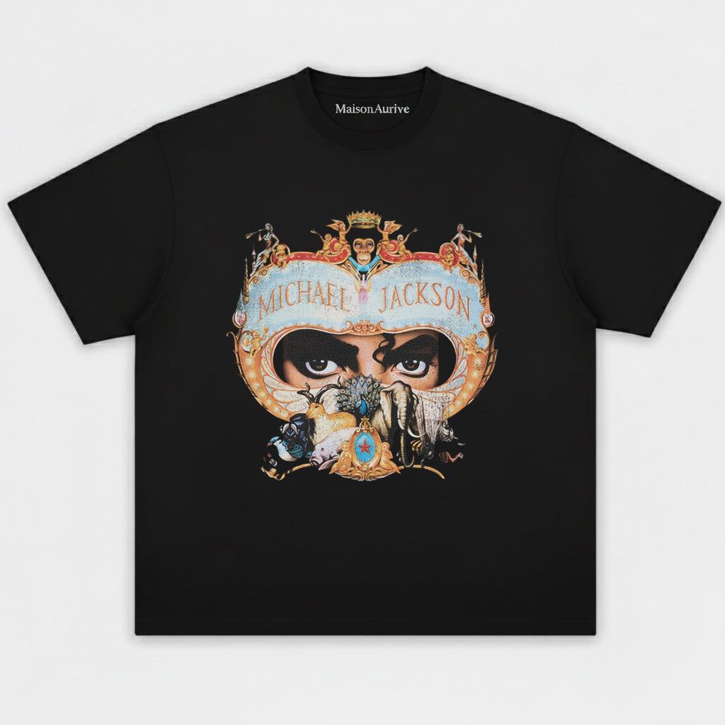 MaisonAurive ウォッシュド ヒップホップ T シャツ – ブラック |ホワイト |ウォーターウォッシュド グレー - 象徴的な MJ アート プリント