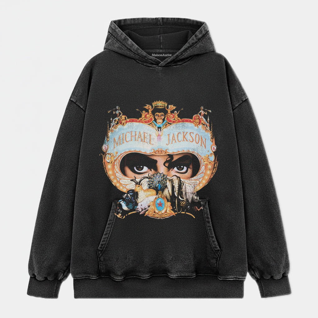 MaisonAurive ウォッシュド ヒップホップ T シャツ – ブラック |ホワイト |ウォーターウォッシュド グレー - 象徴的な MJ アート プリント