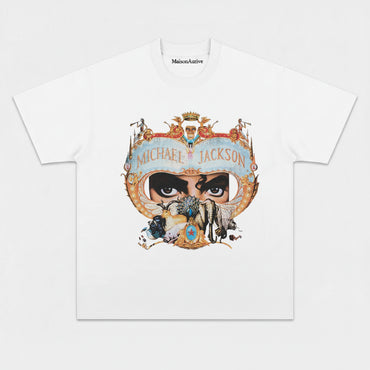 MaisonAurive ウォッシュド ヒップホップ T シャツ – ブラック |ホワイト |ウォーターウォッシュド グレー - 象徴的な MJ アート プリント