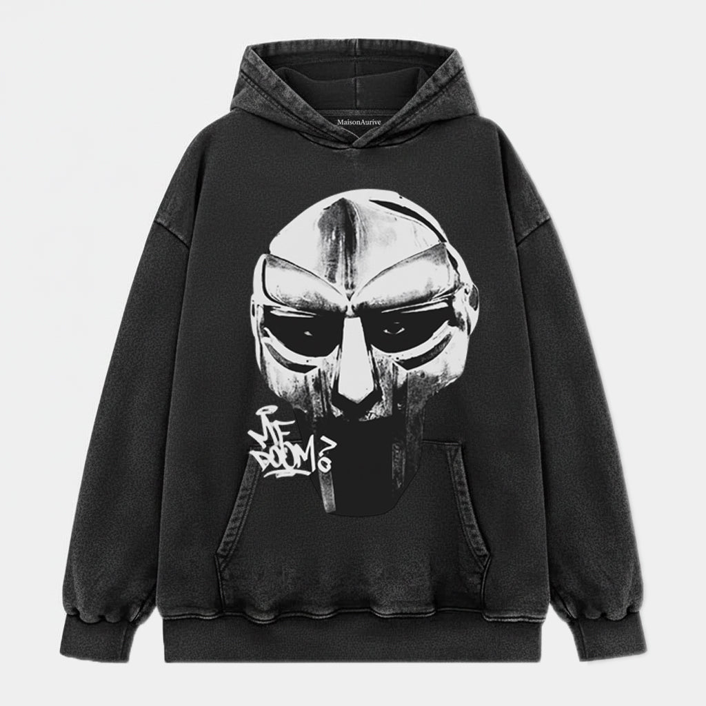 MaisonAurive ウォッシュド ヒップホップ T シャツ – ブラック |ホワイト |ウォーターウォッシュド グレー - ヒップホップ マスク グラフィック