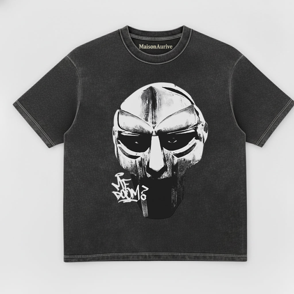 MaisonAurive ウォッシュド ヒップホップ T シャツ – ブラック |ホワイト |ウォーターウォッシュド グレー - ヒップホップ マスク グラフィック